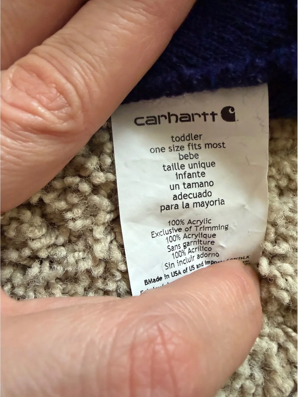 Toddler navy blue Carhartt Watch Hat beanie square logo patch folded cuff